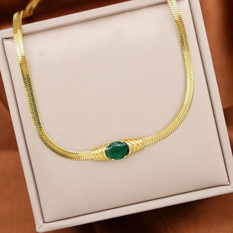 

Ювелирные изделия из титановой стальной цепочки с лезвиями, изумрудное ожерелье, браслет, комплект серег, ожерелье из нержавеющей стали, цепочка на ключицу.