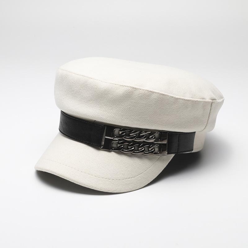 

Берет в морском стиле с цепочкой: Модная шляпа-утка для похудения лица для женщин One Size слоновая кость