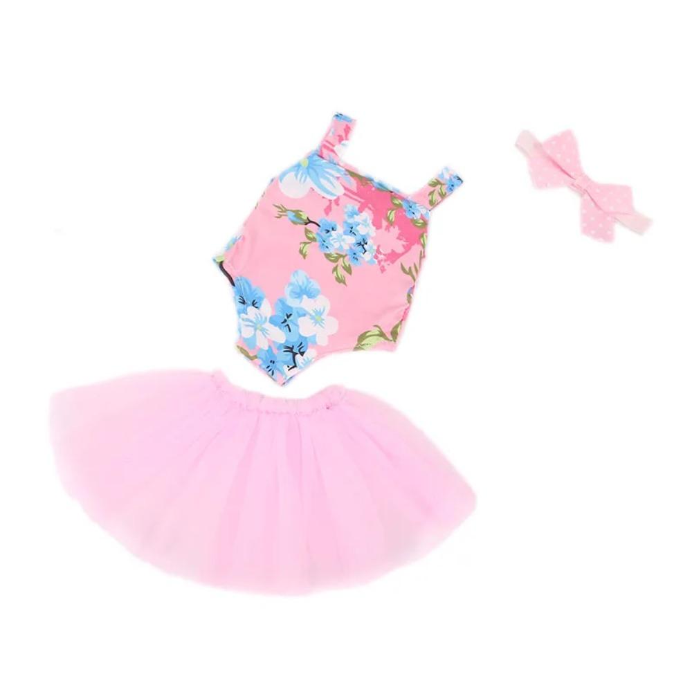 Doll Clothes Pink Skirt Flamingo Bkini,Bunny Hairpin,Shoes For 18Inch American Toy&43cm Baby Doll Accessories Birthday Gift