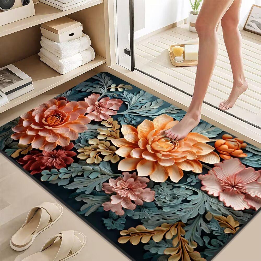 

Новый диатомовый ил трехмерный впитывающий коврик для пола в ванной комнате, нескользящий коврик для ног, коврик для двери туалета на кухне 40x60cm фиолетовый