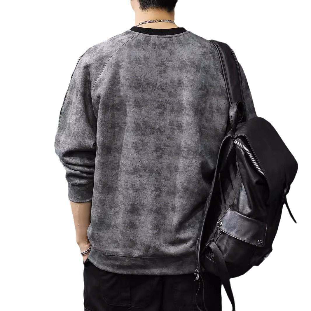 Американский модный бренд ретро стираный мужской свитер осенний полосатый свободный топ — фото 6