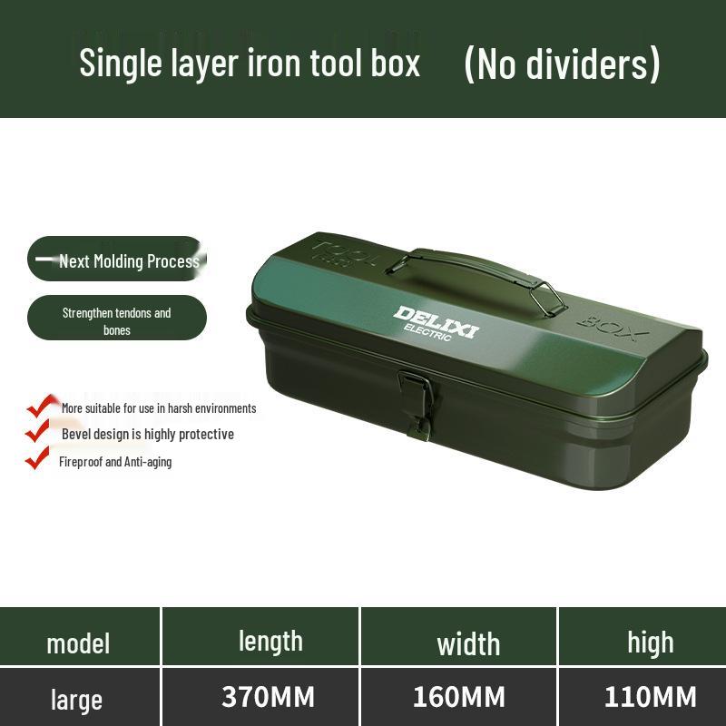 Delixi Industrial-Grade Metal Tool Box for Home and Auto Repair