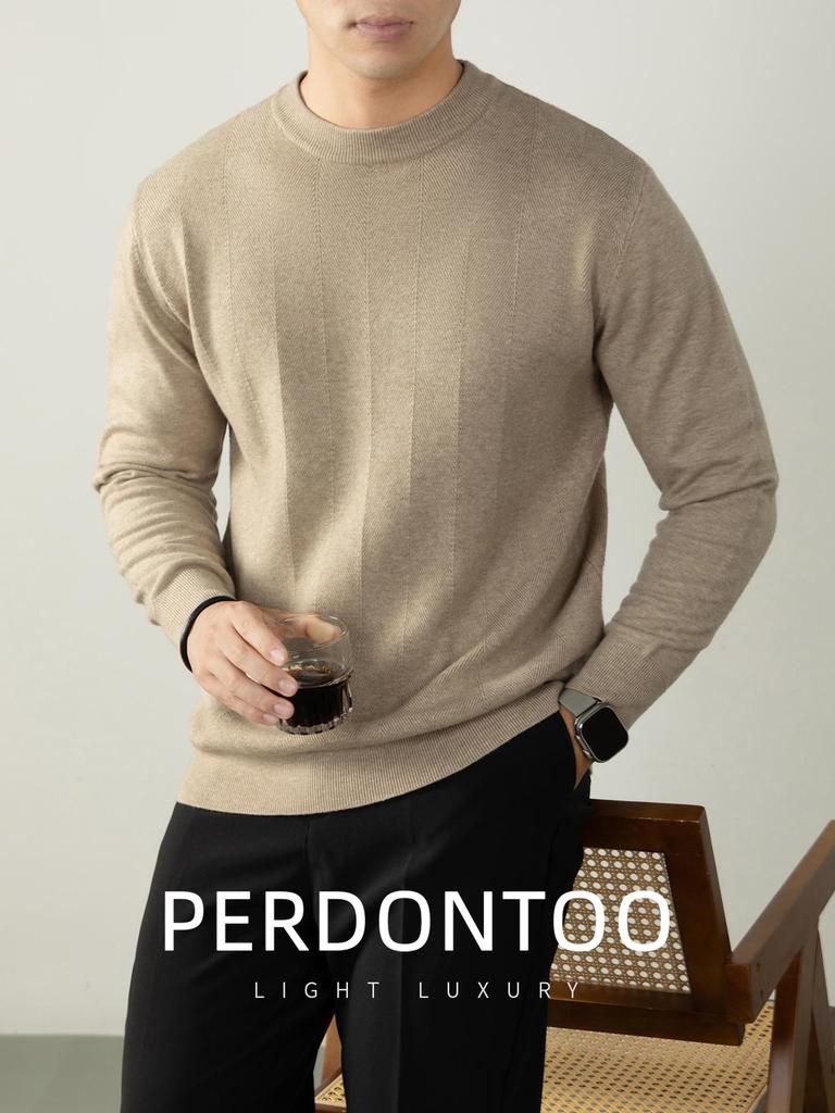 Elegant Lyocell Men's Sweater: Skin-Friendly, Twill Jacquard, Long-Sleeved Base Layer for Autumn/Winter