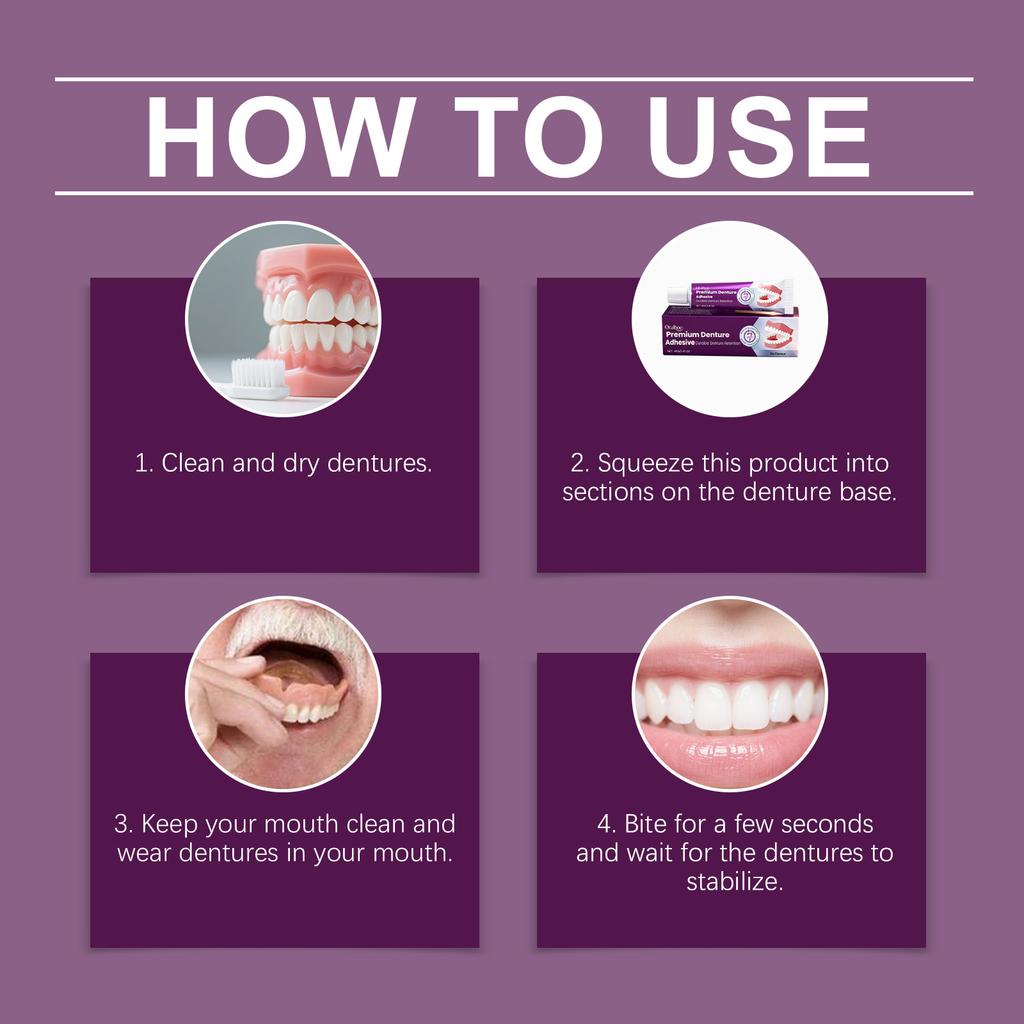 Premium Denture Adhesive 40g Long Lasting Fixing Cream for False Teeth Stable Retention
