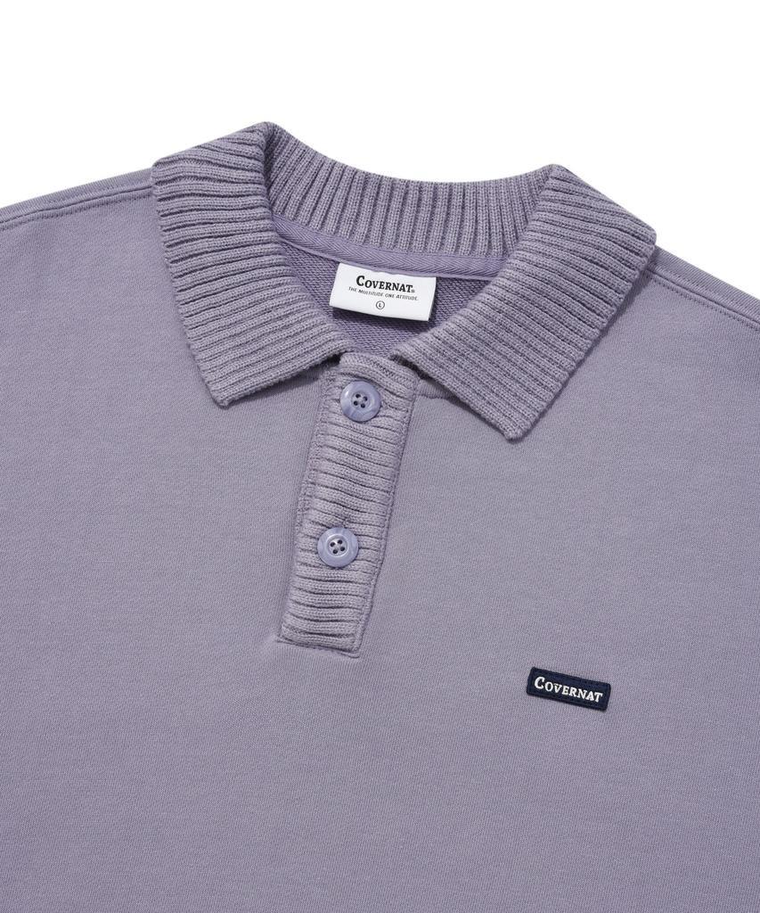 COVERNAT Knit Collared Sweatshirt Lavender