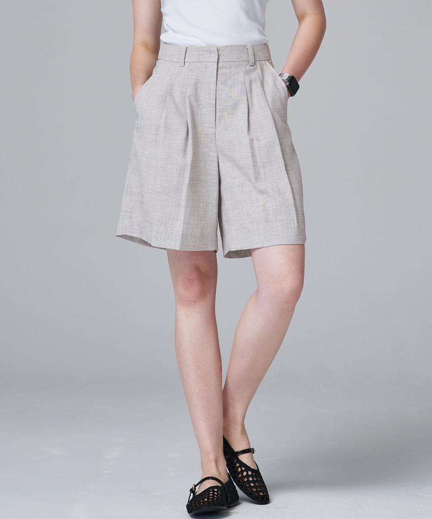 MALOUPE 2208 Lightweight Double-Pleat Half Pants (Beige)