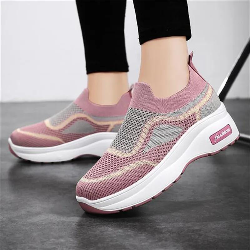 Women's Casual Shoes Woman Height Increasing Platform Sneakers Women Breathable Mesh Sports Shoes For Ladies Chunky Shoes