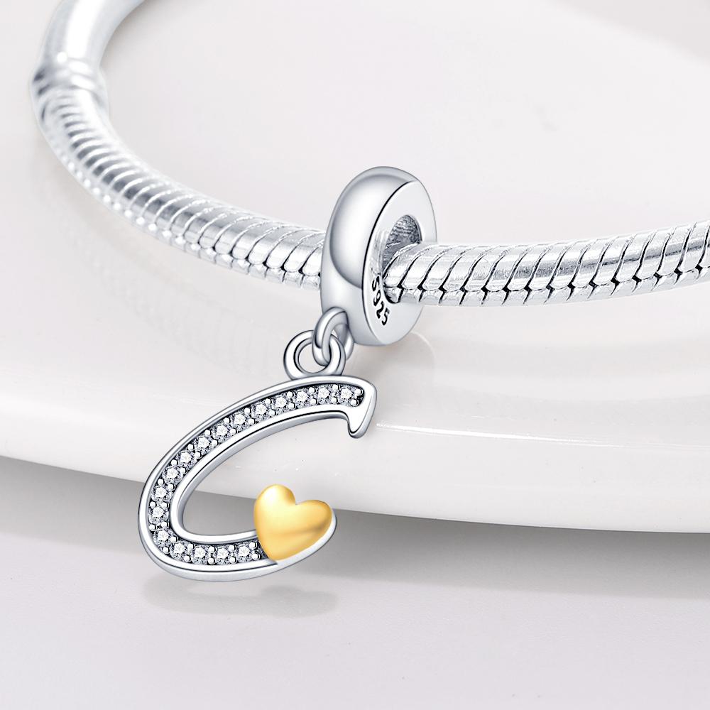 26 English Letter Series Copper Gold Heart-Shaped Design Charms Beads 3Mm Diy Fine Jewelry Making