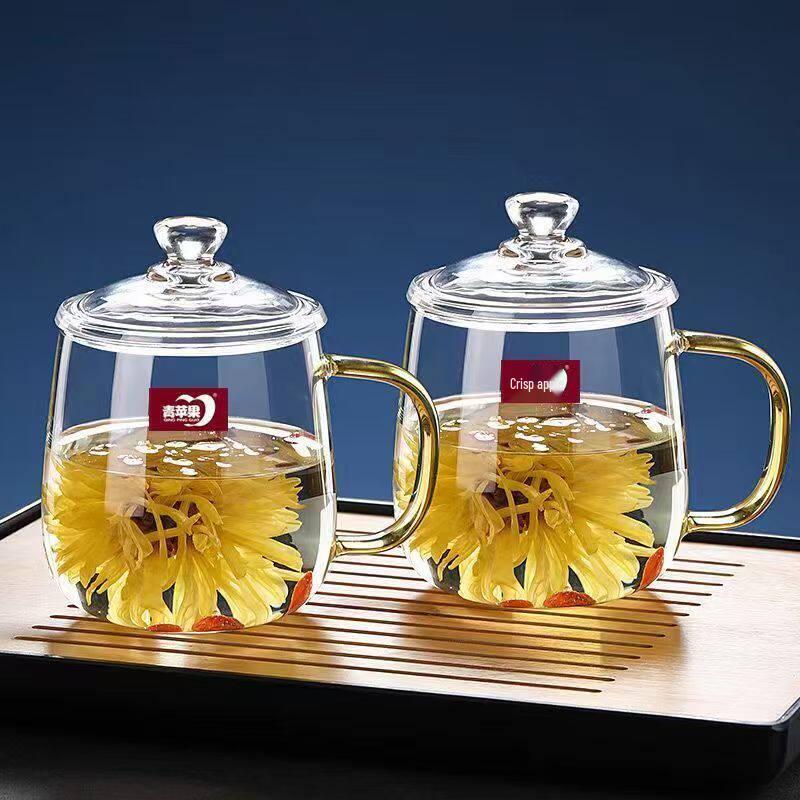 UOEO Heatable Borosilicate Glass Tea Cup with Lid