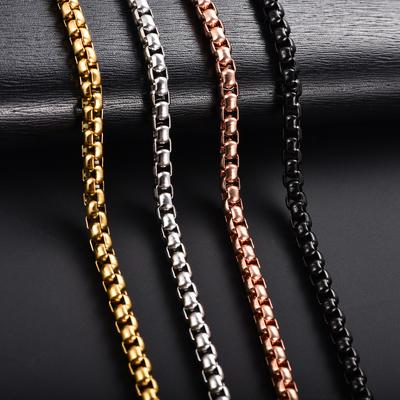 Męski naszyjnik Choker ze stali nierdzewnej splotem kostkowym 2/3/4/5mm dla kobiet Kolor miedziany/złoty/czarny/różowe złoto 14 - 40 cali Metalowa biżuteria