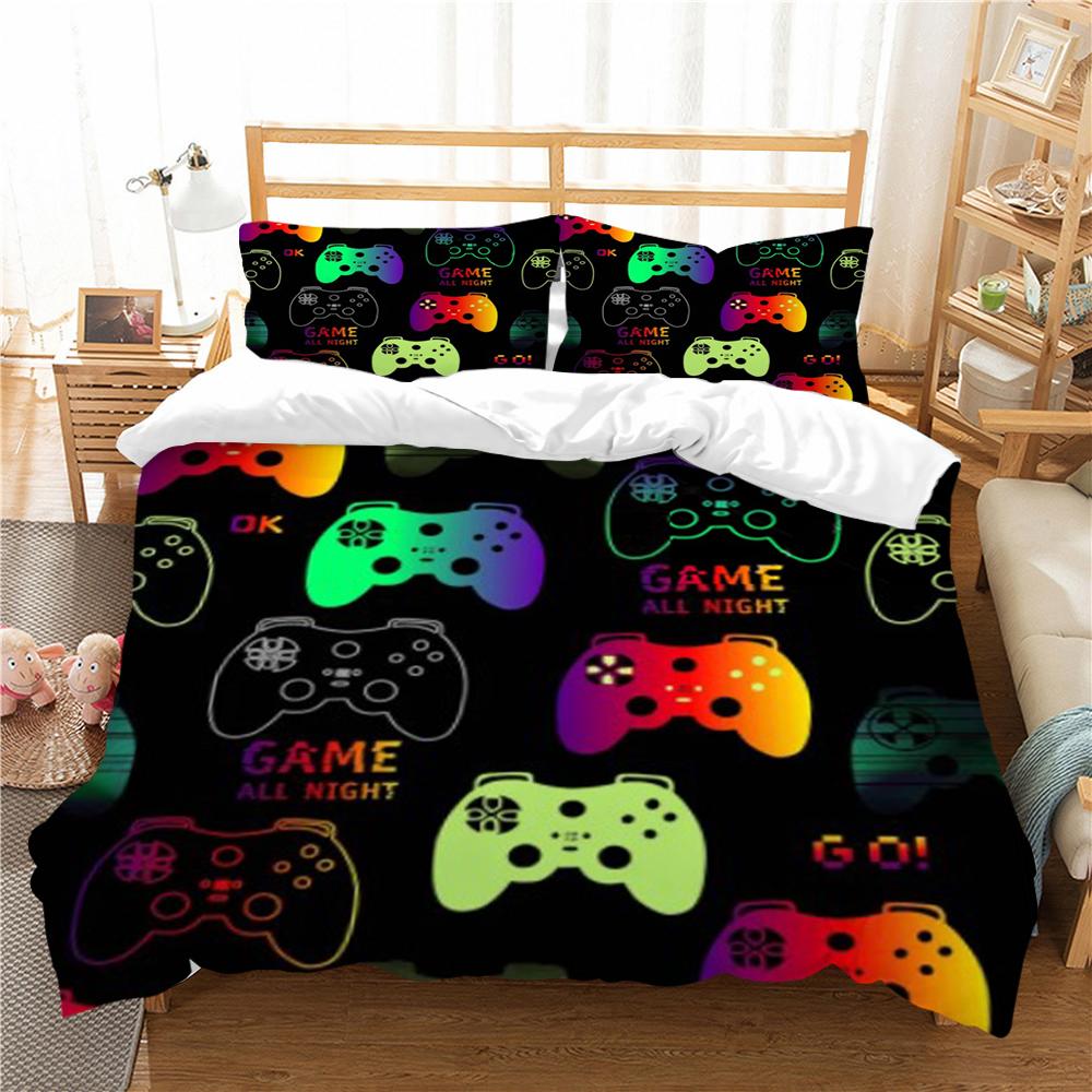 Bettwäsche-Sets, Heimtextilien, 3D-Gamer-Druck, Bettbezug-Set, schwarzer Hintergrund, Luxus-Bettbezug-Set, hohe Qualität