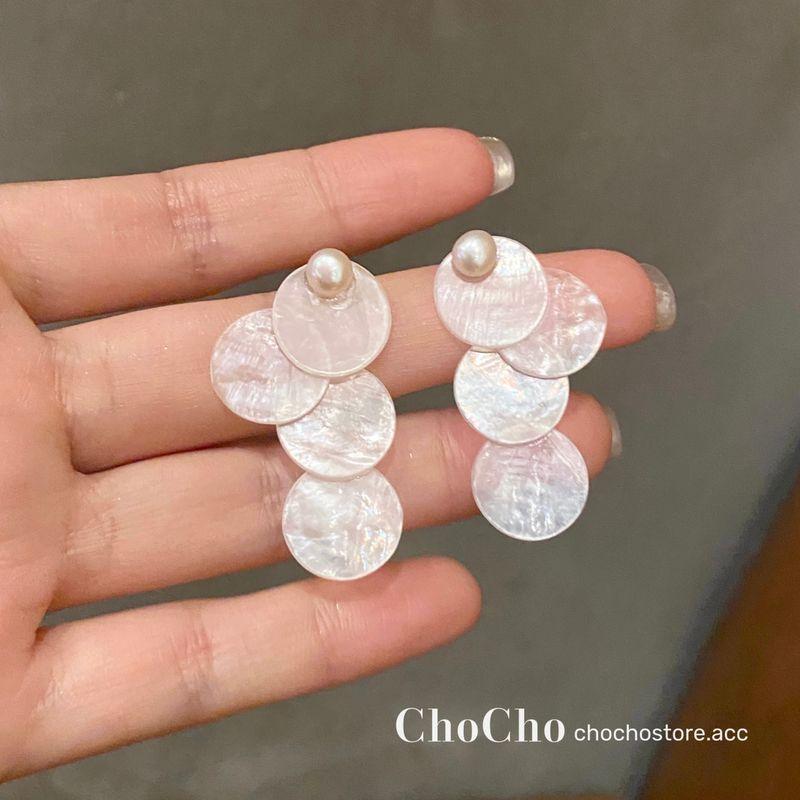 

Chocho/Vacation Style Shell Pearl Long Earrings Summer Seaside Super Fairy Niche Style Design Sense Earrings Earrings 925 silver needle