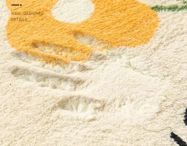 Cartoon Style Bedside Rug: Bay Window Foot Pad, Lazy Sofa Floor Mat, Dirt-Resistant, Easy-Clean Carpet for Living Room