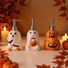 Spooky Soap Dispenser Halloween Ceramic Ghost Dispenser, with Stainless Steel Pump, Pumpkin Refillable Pump Bottle Liquid Hand Container, Empty Shower