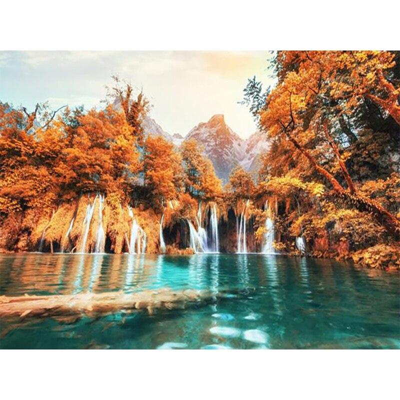 New 5D DIY Diamond Painting Waterfall Diamond Embroidery Landscape Cross Stitch Full Round Drill Crafts Home Decor Gift