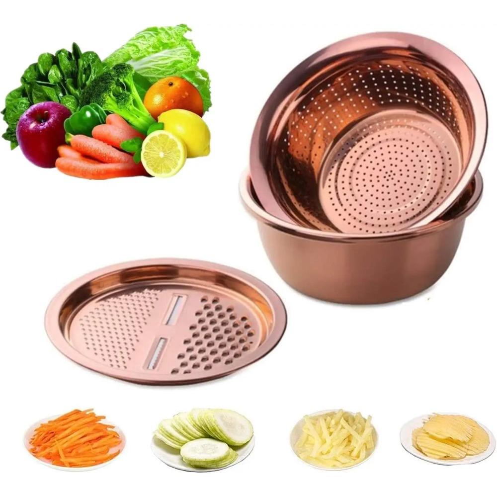 

Набор из 3 предметов Дуршлаг набор Нержавеющая сталь Овощерезка Фрукты Картофелечистка Морковь Терка Сито Посуда Круглая Миска для мытья риса