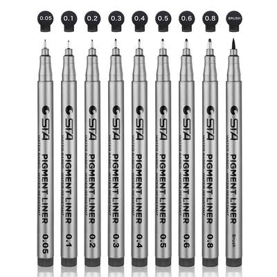 Pigment Liner Μαύρο αδιάβροχο αρχειακό μελάνι Precision Micro-Line Στυλό Fineliner Διάφορες κεφαλές στυλό με βάση το νερό Μαρκαδόρος σκίτσων