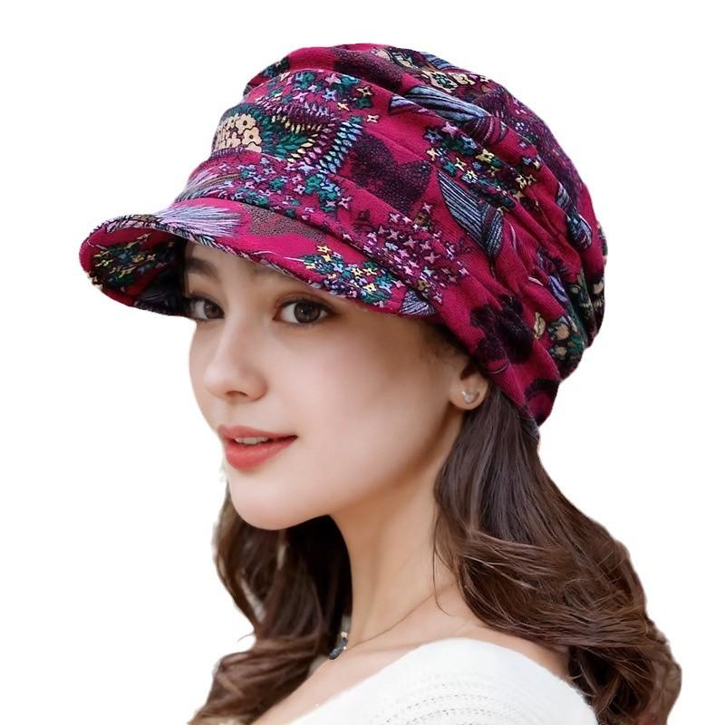 Ethnic Floral Women's Baseball Cap: Korean Style, Versatile for Spring, Autumn, and Winter