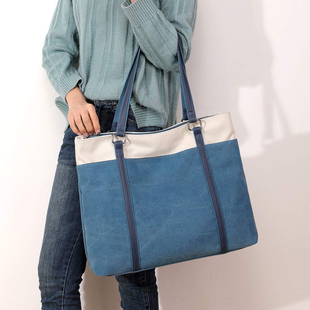 Tote Bag Canvas A4 Bag Large Capacity Shoulder Bag Shoulder [manukori] Women's (Blue)