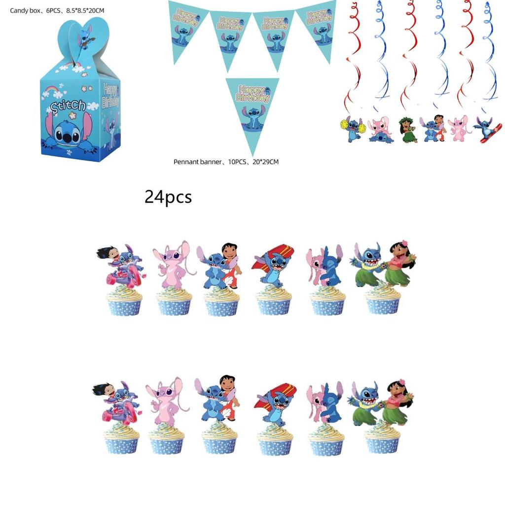 Cartoon Stitch Party-Set Pappteller Servietten Und Dekorationen