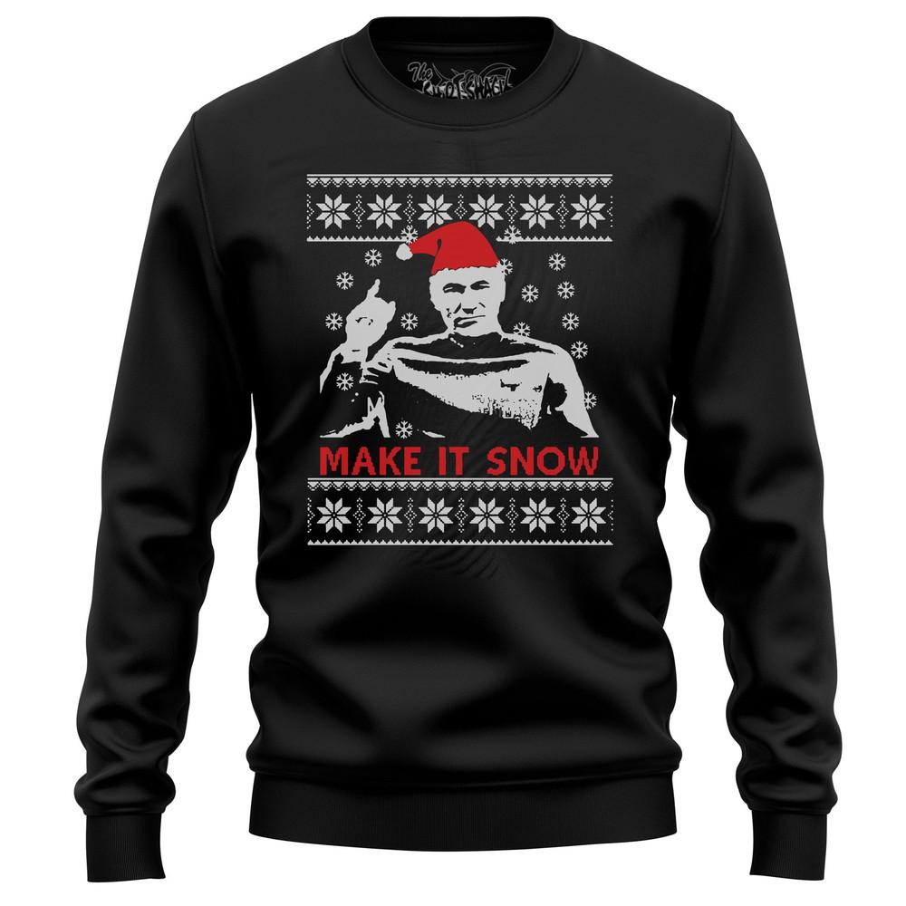 

Make It Snow Santa Hat Funny Sweatshirt - Spread Holiday Cheer! 100% Cotton, Uni M
