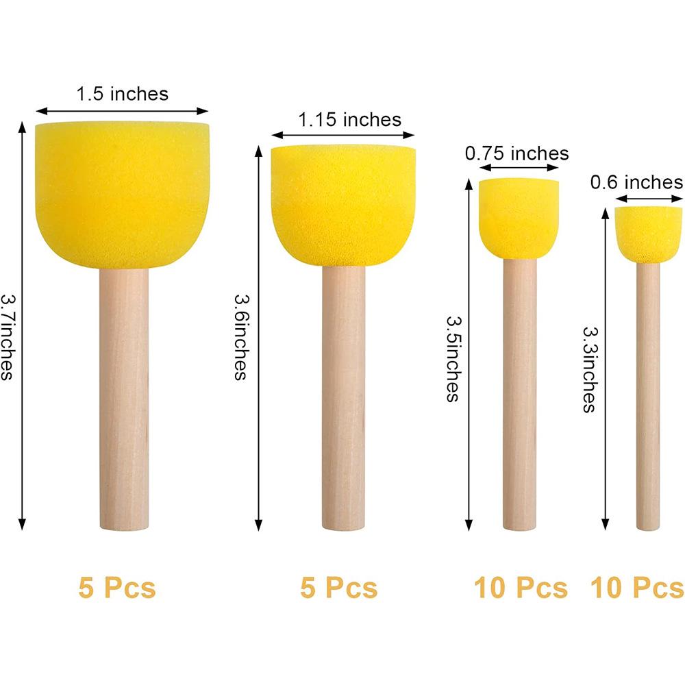 30-Piece Round Sponge Brush Set for Kids’ Art & Crafts