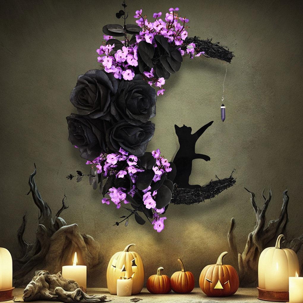 Plastic Brighten Up Door Halloween Festival With Door Wreath Halloween Wreaths With Lights