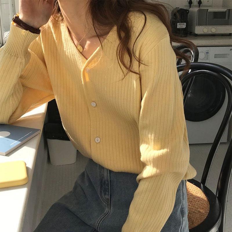 

Women Soft Knit Cardigan Cozy Fall Winter Korean Style Loose Sweater Jacket S
