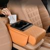 Car Armrest Box Thicken Height Pad Arm Rest Cushion with Pocket Tissue Cup Holder Elbow Support Universal