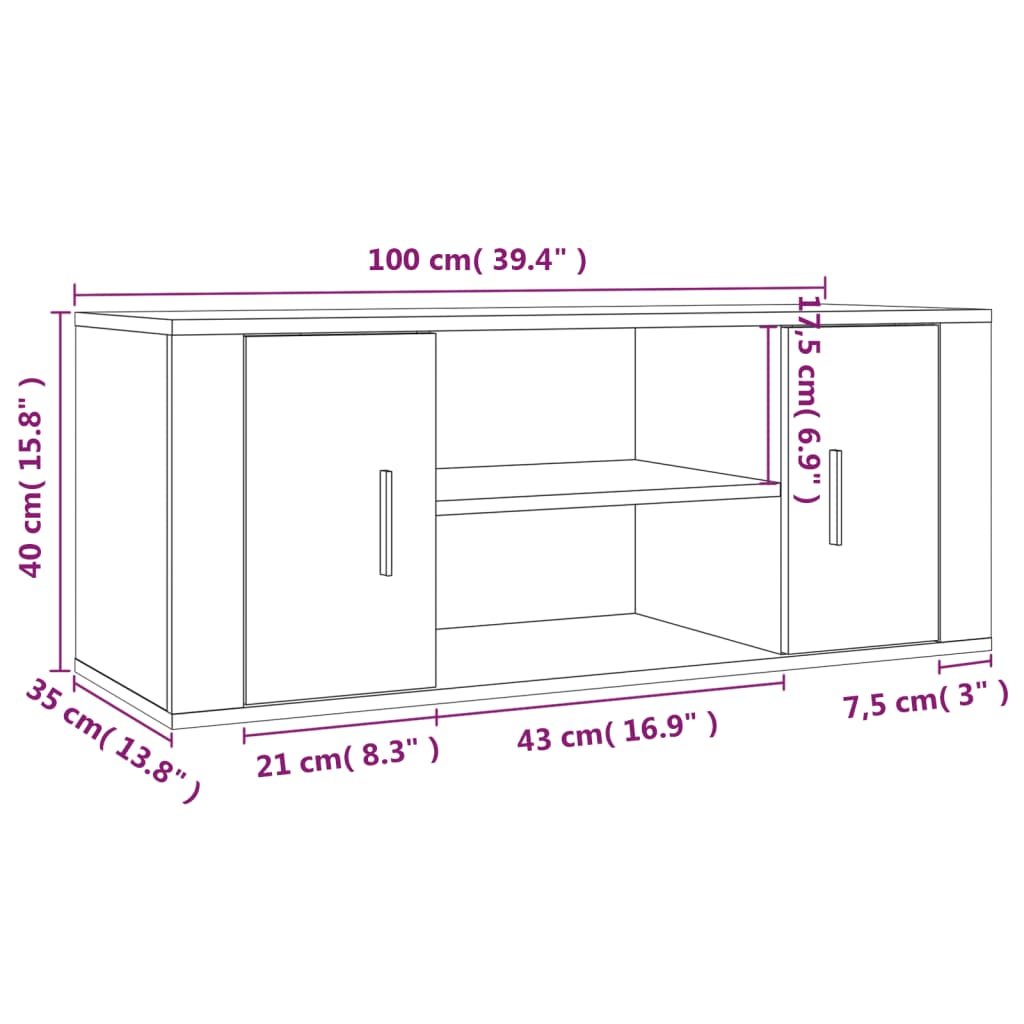 Vidaxl Szafka Pod Tv, Szarość Betonu, 100X35X40 Cm