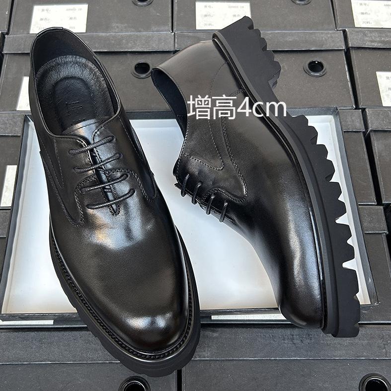 Oxford kožené boty Pánské společenské kožené prodyšné silná podrážka zvyšující výšku oblek ženich svatební boty pánské kožené boty high-end