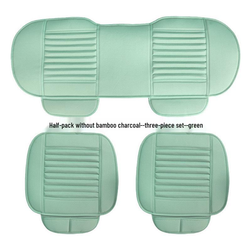 Bamboo Charcoal Leather Car Seat Cushion Set, Three-Piece, No Backrest, All-Season Interior Kit