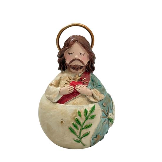 

Christian Rosary Jewelry Box Mini Resin Mary Virgin Jesus Prayer Keepsake Box Vintage Religious Gift for Men Women