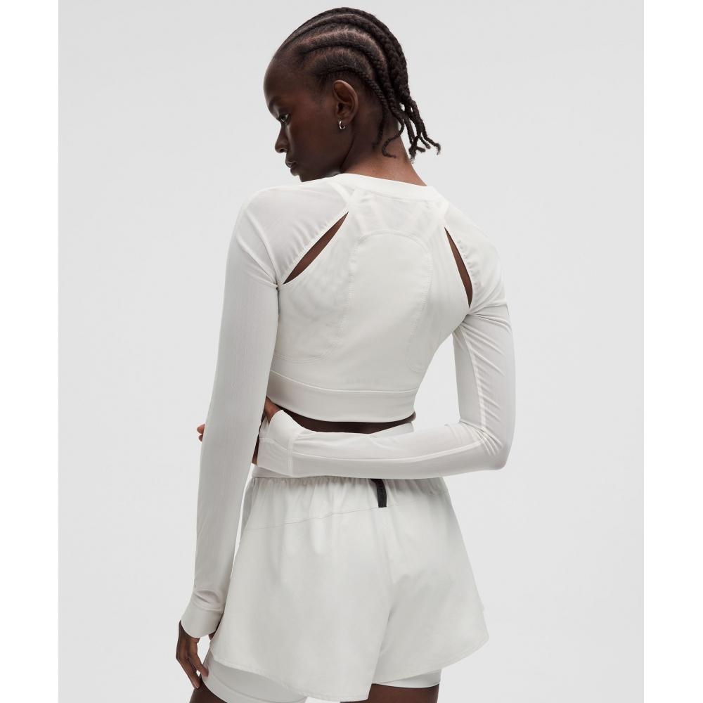 Lululemon Mesh Cropped Long Sleeve Shirt  Slnsh Collection Light Vapor