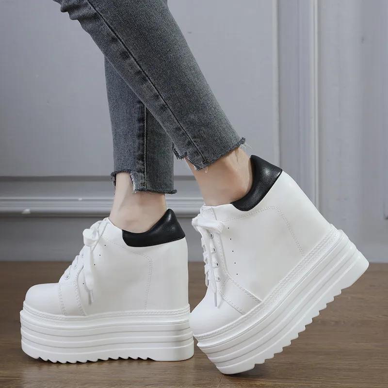 14CM Luxury Brand Ladies High Platform Wedge Boots High Heels Ankle Boots Women white Party Woman Fall Shoes Comfort