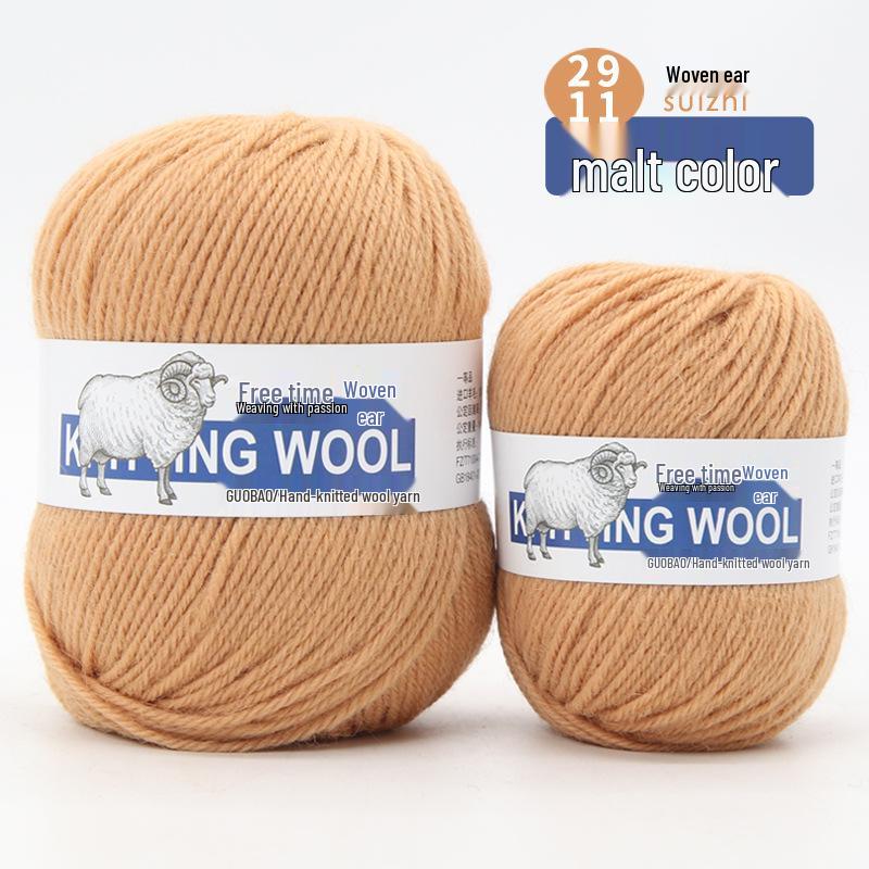 Wool Yarn Hand-Knitted Sweater Scarf Hat - Pure Color Four-Strand Yarn Ball