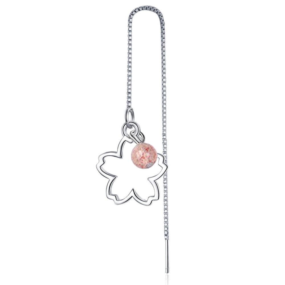 

Длинные серьги-кошки с цветами, темпераментные, милые, с клубничными кристаллами, асимметричные, с кисточками, серьги-котята с цветами вишни copper (white gold)