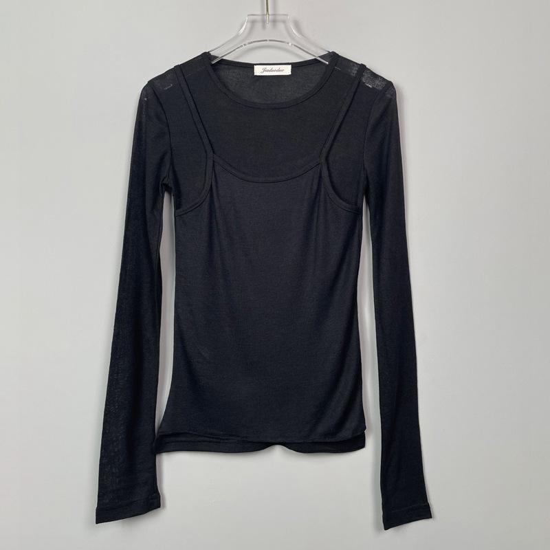 

Тондэмун Любовь с первого взгляда: Футболка облегающего кроя из двух частей, слегка прозрачная, доступна в 2 цветах One Size чёрный