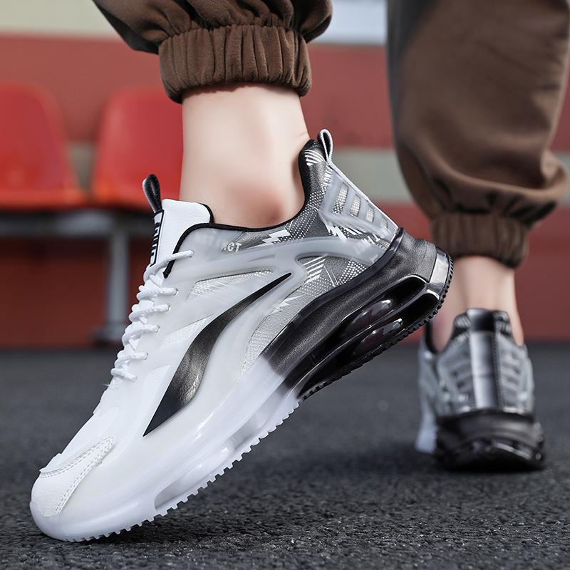 Men’s White Height Increase Street Style Sport Running Black Thick Sole Sneakers Retro Basketball Shoes Large Size for Students