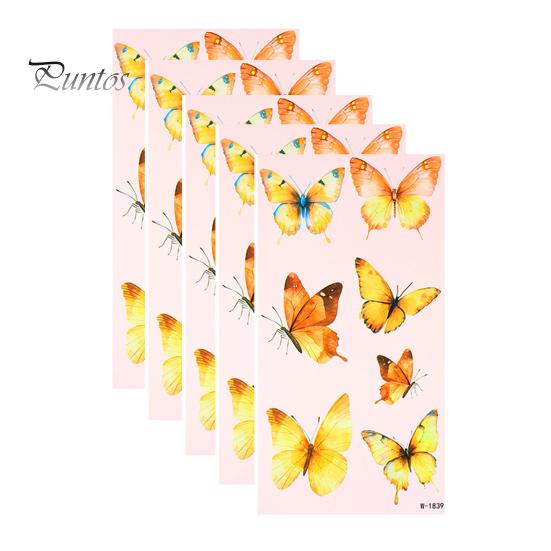 Removable Tattoo Stickers 5 Sheets Butterfly Stickers, Waterproof Temporary Flower Tattoos, Colorful Non-irritating Decals Face Body Tattoos