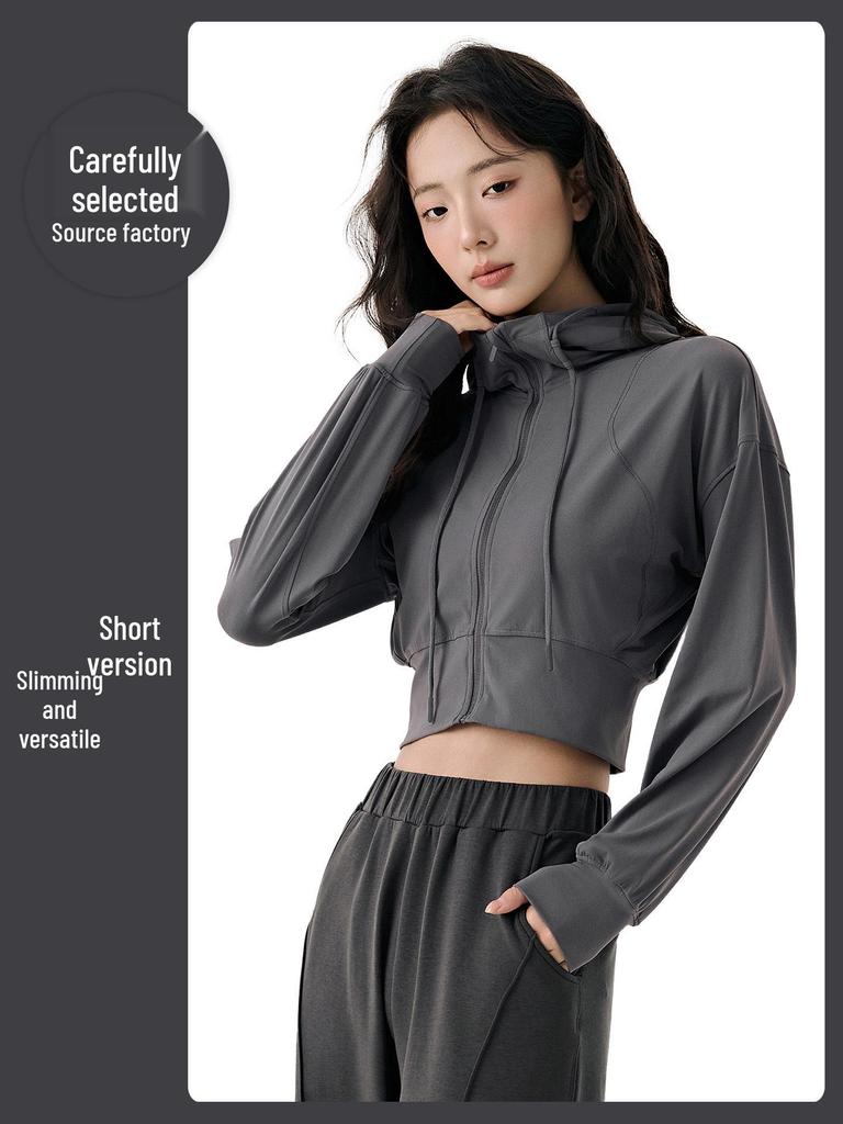 Selected Women's Hooded Sportswear Jacket: Casual Slimming Fit for Outdoor Running & Yoga