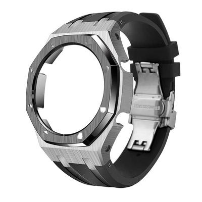 GA2100 4th Generation Watch Bezel Band Watch Replacement Compatible with Casio AP Style Watch Accessories G-Shock GA-2100/GA-2110 (Silver & Black)