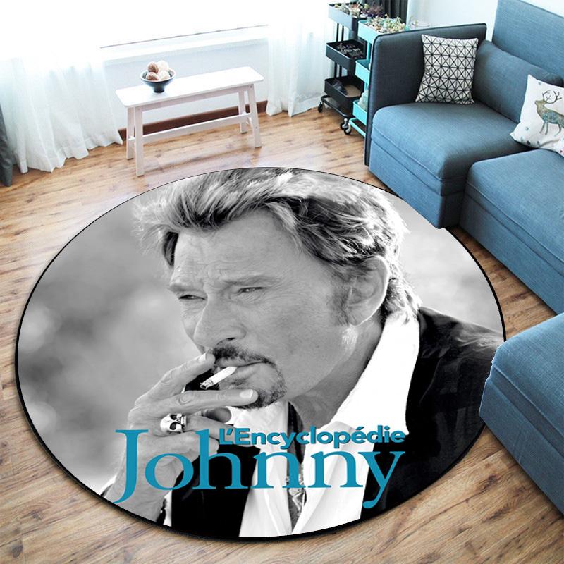 French legendary rock singer and actor Johnny Hallyday Round Carpet Soft Home Decoration Corridor Table and Chair Anti slip Outdoor Floor Mat rug H9