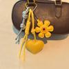 Handmade Sunflower Heart Keychain Key Ring Woven Lanyards Bag Charm Fresh Summer Style Keychain Hanging Accessories Women Bags