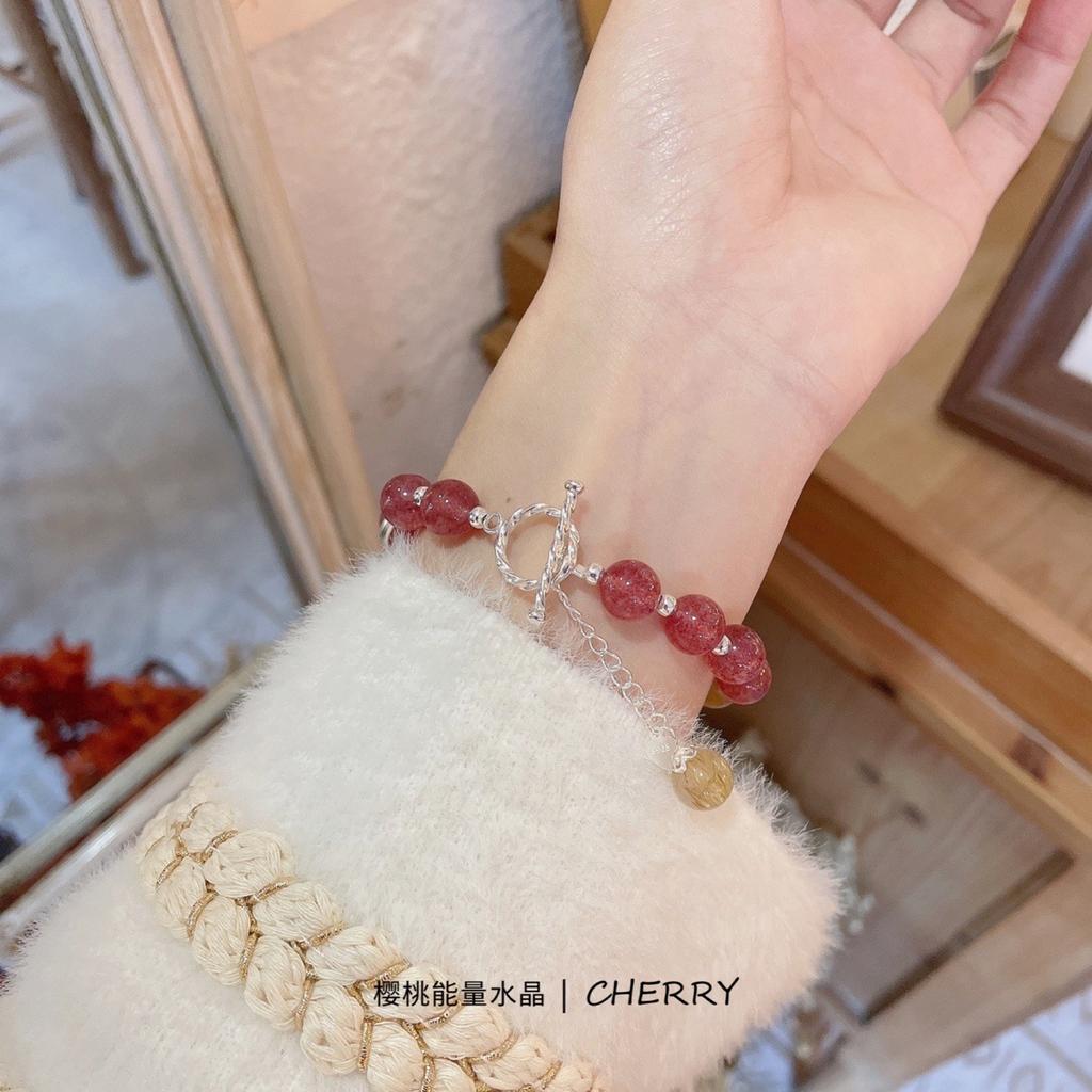 Natural Strawberry Crystal Pixiu Yellow Rutilated Quartz Bracelet for Women, Peach Blossom Niche Original Design, Gift for Best Friends