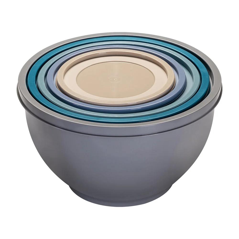 Nonslip Nesting Plastic Assorted Mixing Bowl Set with Lids 10 Pieces)