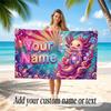 Axolotl Theme Quick Dry Beach Towel Custom Name Text Print Large Sand Resistant Towel Beach Vacation