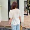 Korean Lace Embroidered Short-sleeved Shirt Women's Summer New Fat Mm French Waist Top 222447