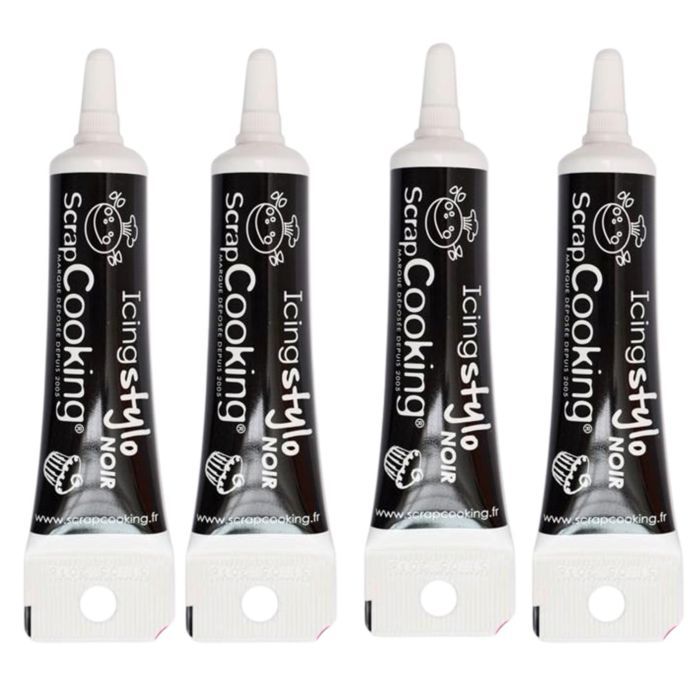 4 stylos de glaçage noirs