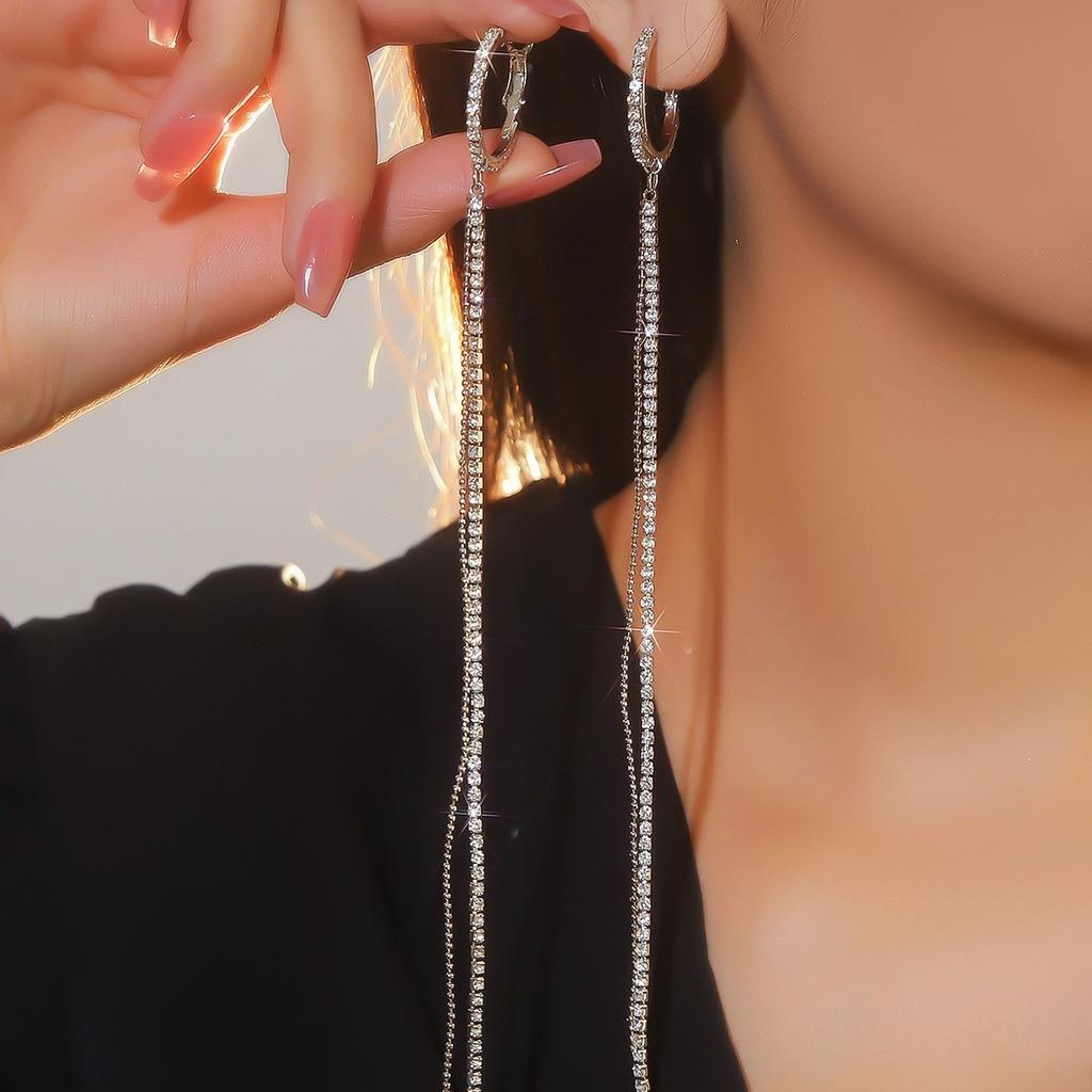 Fashion Versatile Super Flash Long Fringed Earrings